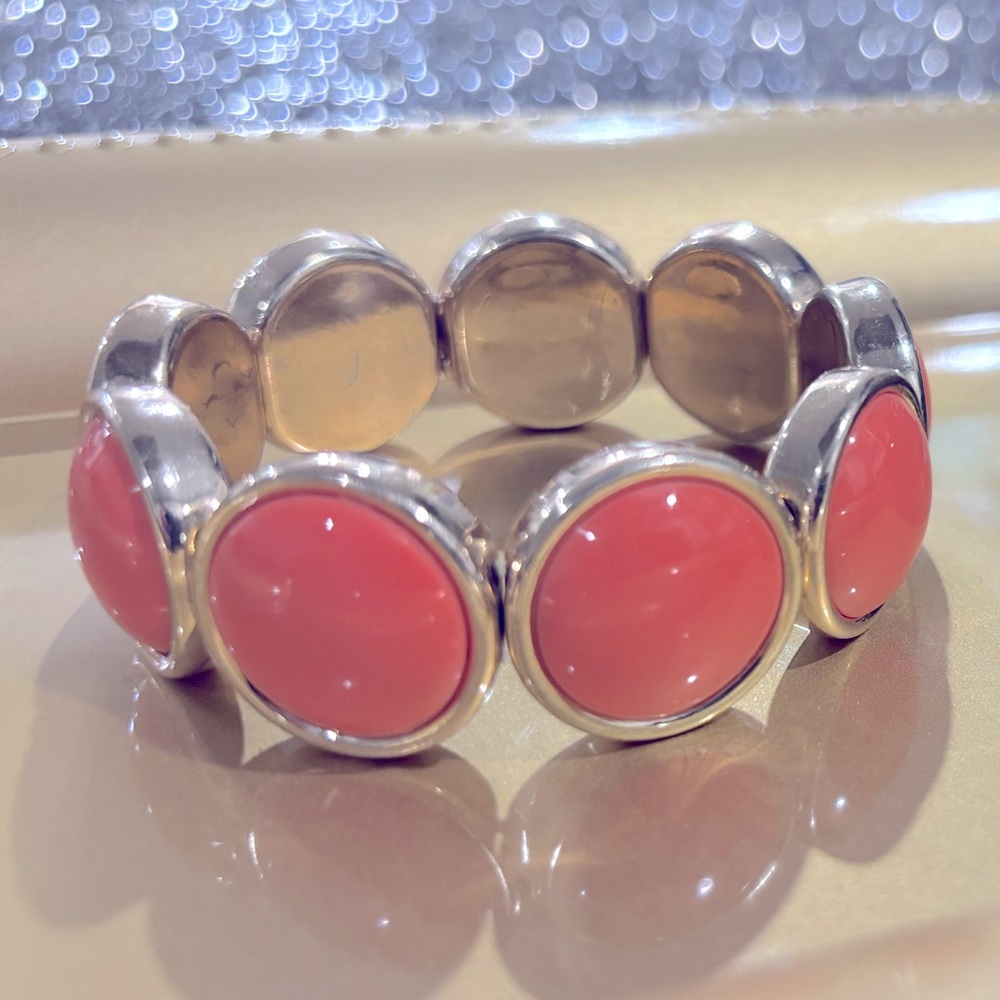 Creamsicle Orange & Gold  Stretch Bracelet. OSFM